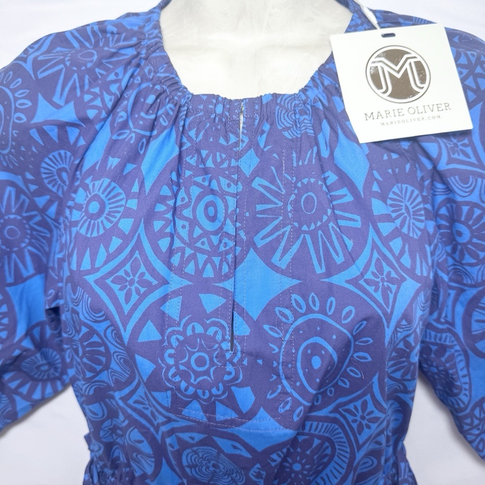 Marie Oliver Womens Farin Tiered Midi Dress XS Sodalite Coin Print Luxury $438 - Picture 5 of 13